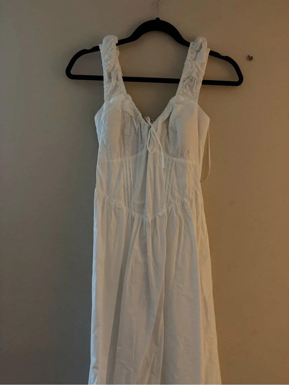 Abercrombie & Fitch White Sleeveless Maxi Dress with Tie Front